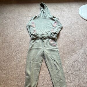 Abercrombie & Fitch Sage Green Sweatshirt with Pink Embroidery